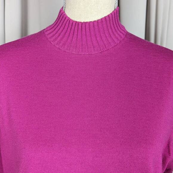 Vintage Marz Wool Short Sleeve Mock Neck Sweater Fuschia Size 14 - Picture 11 of 12